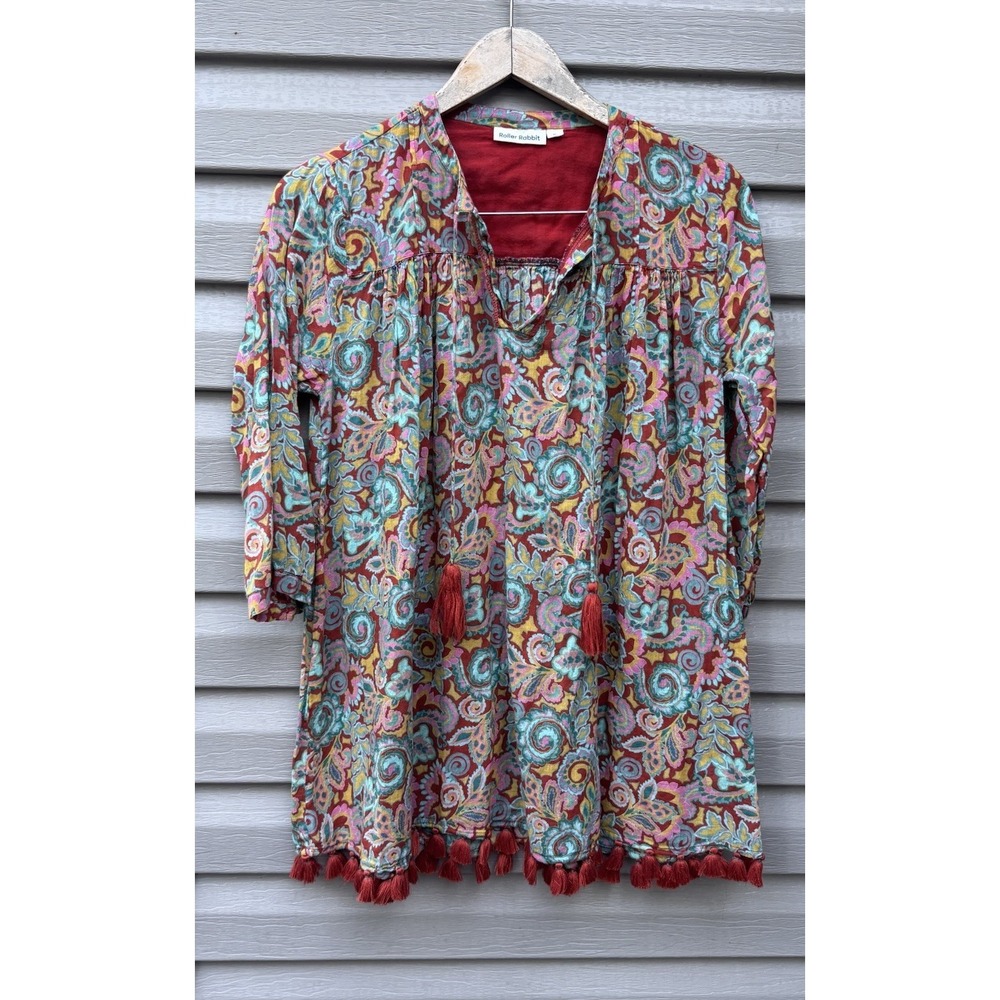 Roller Rabbit Women's Serafina tunic Medium Print Excellent Condition Paisley